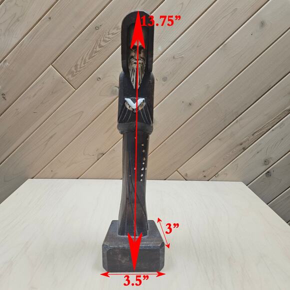 Vintage Carved Wood Monk Religious Figure Holding Bible W/Rosary Statue Priest - Picture 8 of 8